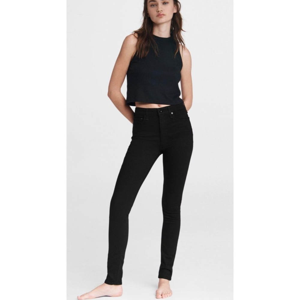 Rag and Bone High Rise Skinny Black Jeans